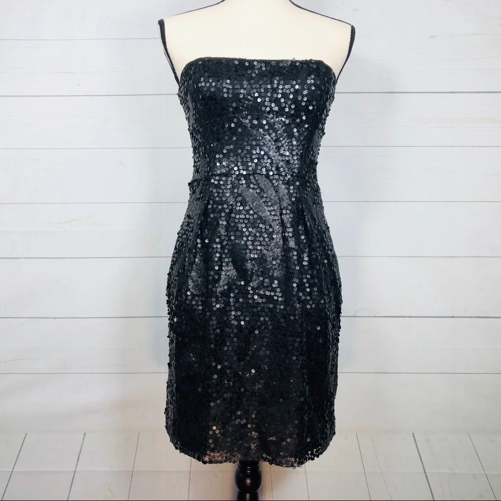 BCBGMaxAzria Strapless Sequin Cocktail Dress Sz 0 - Picture 2 of 9